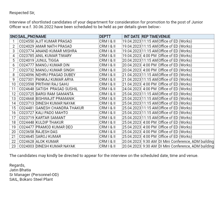 Sail E0 Exam Success Worker List